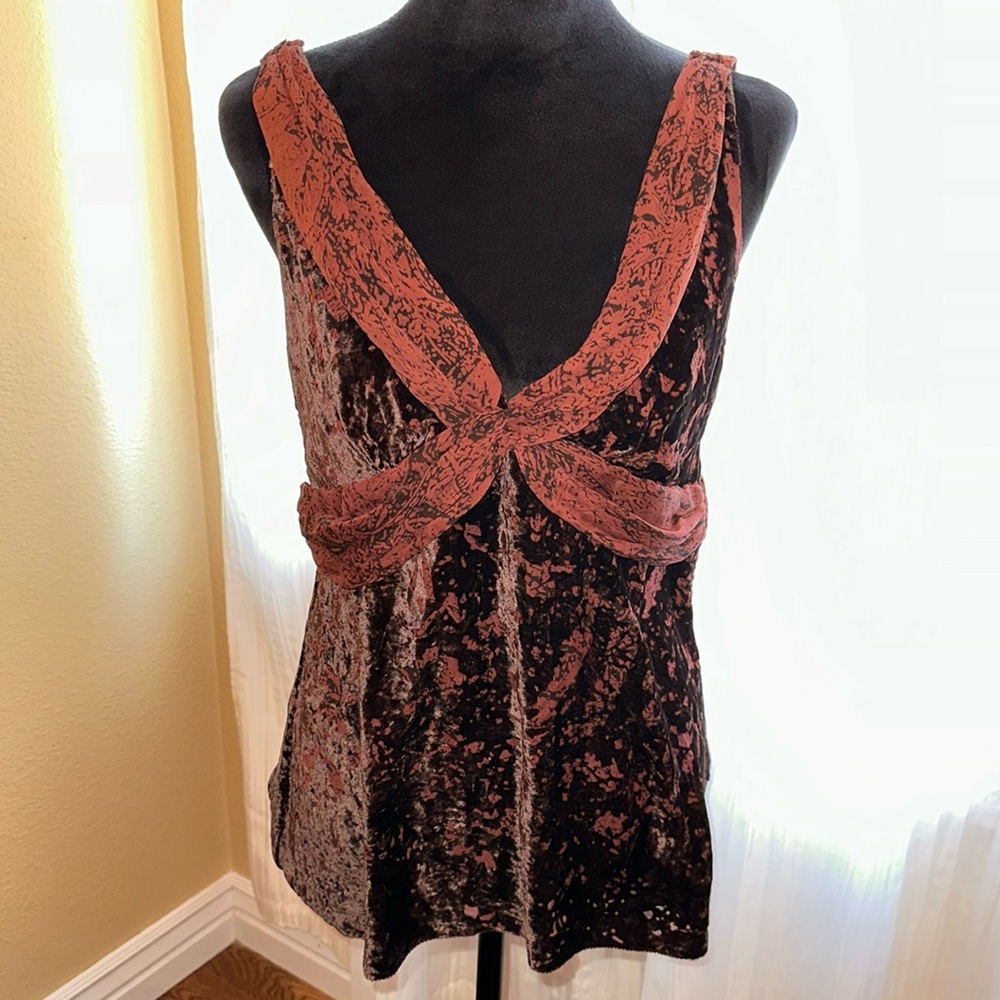 Brown and rust velvet rayon and silk